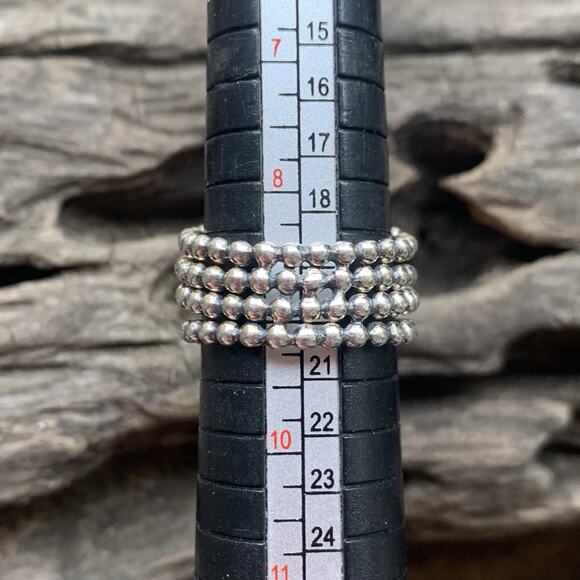 Michael Dawkings Ring Sterling Silver Caviar Bead w/ Yellow Sapp. Center Size 9 - Picture 8 of 8